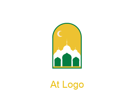 abstract mosque with moon in frame