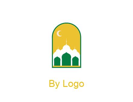 abstract mosque with moon in frame