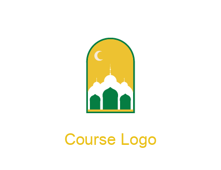 abstract mosque with moon in frame