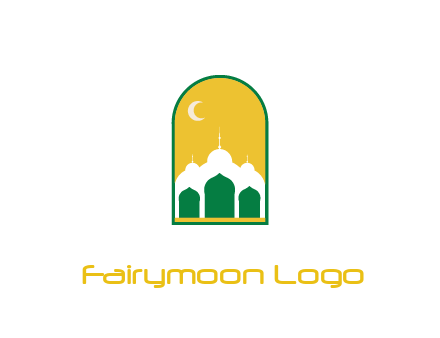 abstract mosque with moon in frame