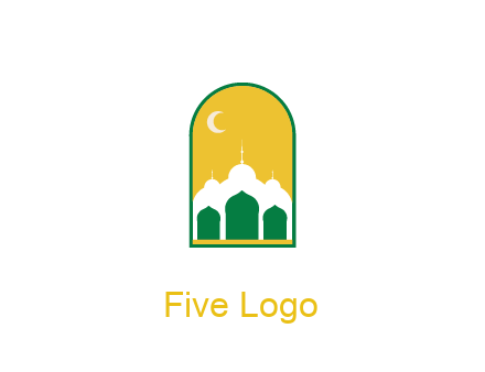 abstract mosque with moon in frame