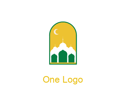 abstract mosque with moon in frame