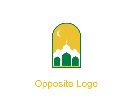 abstract mosque with moon in frame