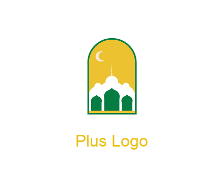 abstract mosque with moon in frame