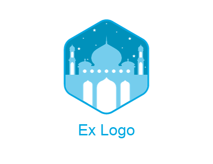 mosque with stars in hexagon