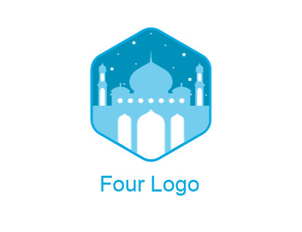 mosque with stars in hexagon