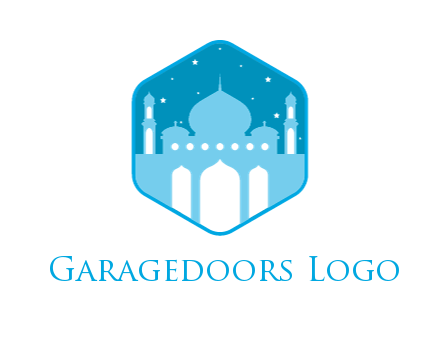 mosque with stars in hexagon
