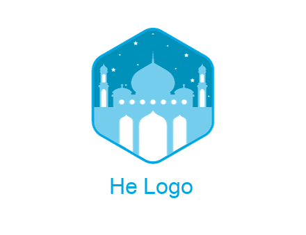mosque with stars in hexagon