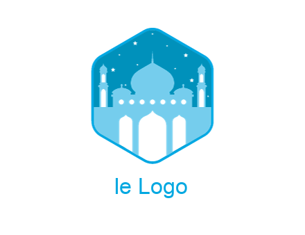 mosque with stars in hexagon