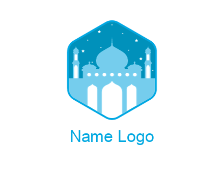 mosque with stars in hexagon