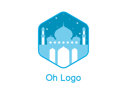 mosque with stars in hexagon