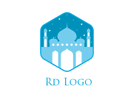 mosque with stars in hexagon