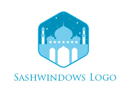 mosque with stars in hexagon