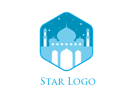 mosque with stars in hexagon
