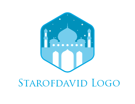 mosque with stars in hexagon