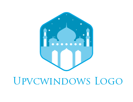 mosque with stars in hexagon