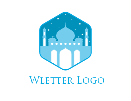 mosque with stars in hexagon