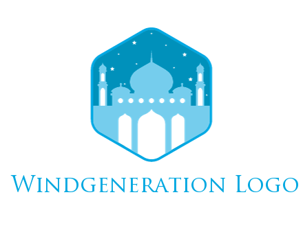 mosque with stars in hexagon