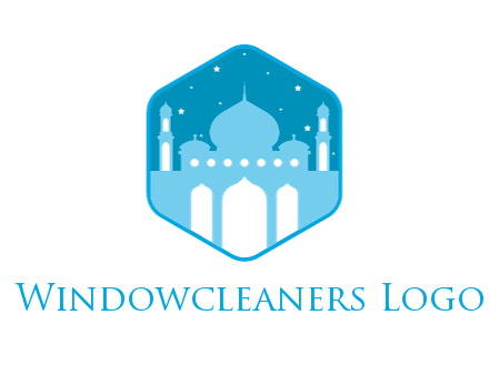 mosque with stars in hexagon