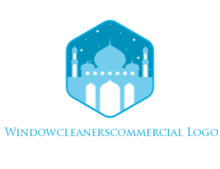 mosque with stars in hexagon