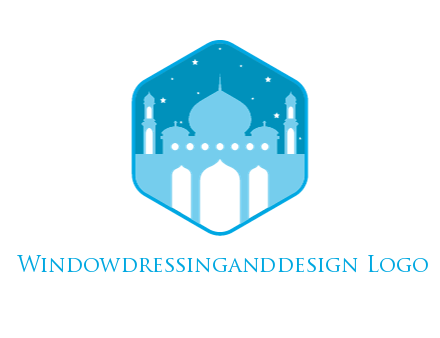 mosque with stars in hexagon