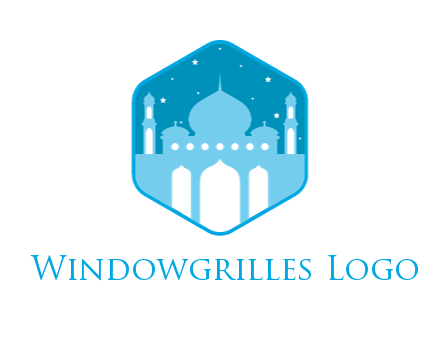 mosque with stars in hexagon