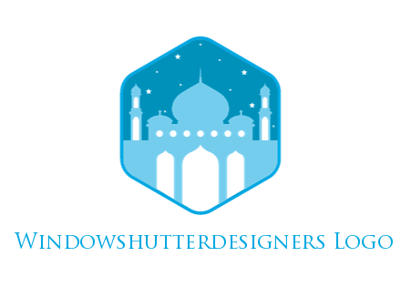 mosque with stars in hexagon