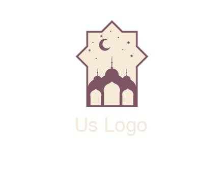 mosque with stars and moon in window frame