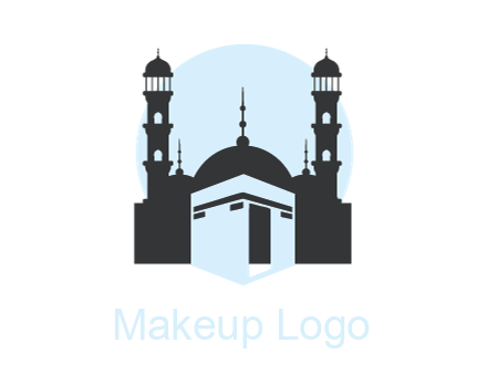 Kaaba in mosque with minarets