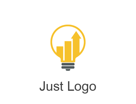 bar graph with arrow in lightbulb