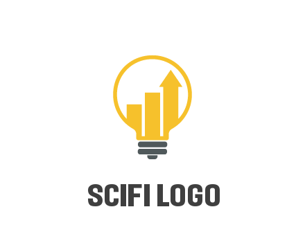 bar graph with arrow in lightbulb