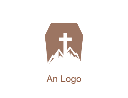 negative spacing mountains and cross in grave