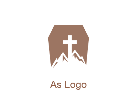 negative spacing mountains and cross in grave