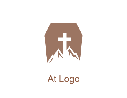negative spacing mountains and cross in grave