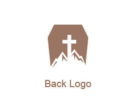 negative spacing mountains and cross in grave