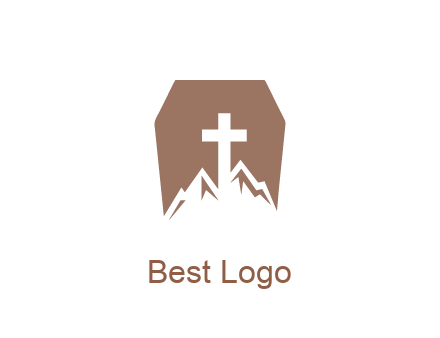 negative spacing mountains and cross in grave