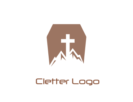 negative spacing mountains and cross in grave