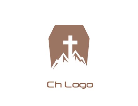 negative spacing mountains and cross in grave