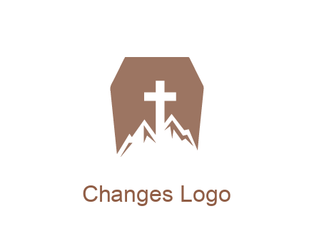 negative spacing mountains and cross in grave