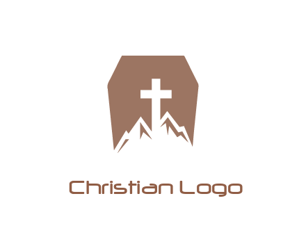 negative spacing mountains and cross in grave