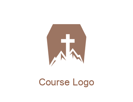 negative spacing mountains and cross in grave
