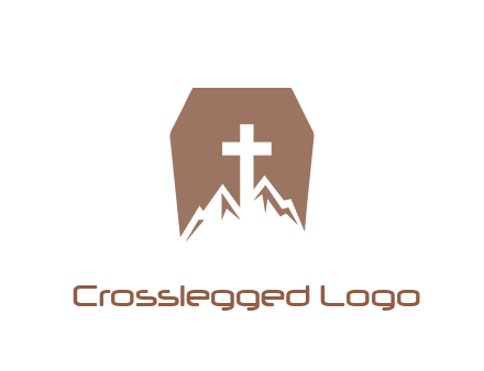 negative spacing mountains and cross in grave