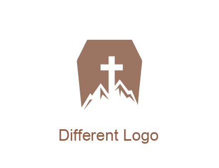 negative spacing mountains and cross in grave