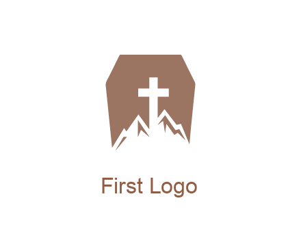 negative spacing mountains and cross in grave