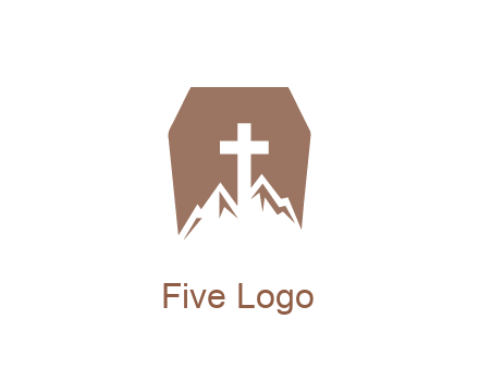 negative spacing mountains and cross in grave