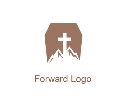 negative spacing mountains and cross in grave