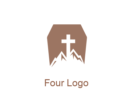 negative spacing mountains and cross in grave