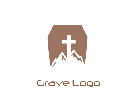 negative spacing mountains and cross in grave