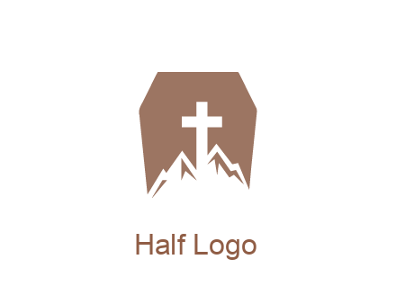 negative spacing mountains and cross in grave