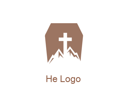 negative spacing mountains and cross in grave